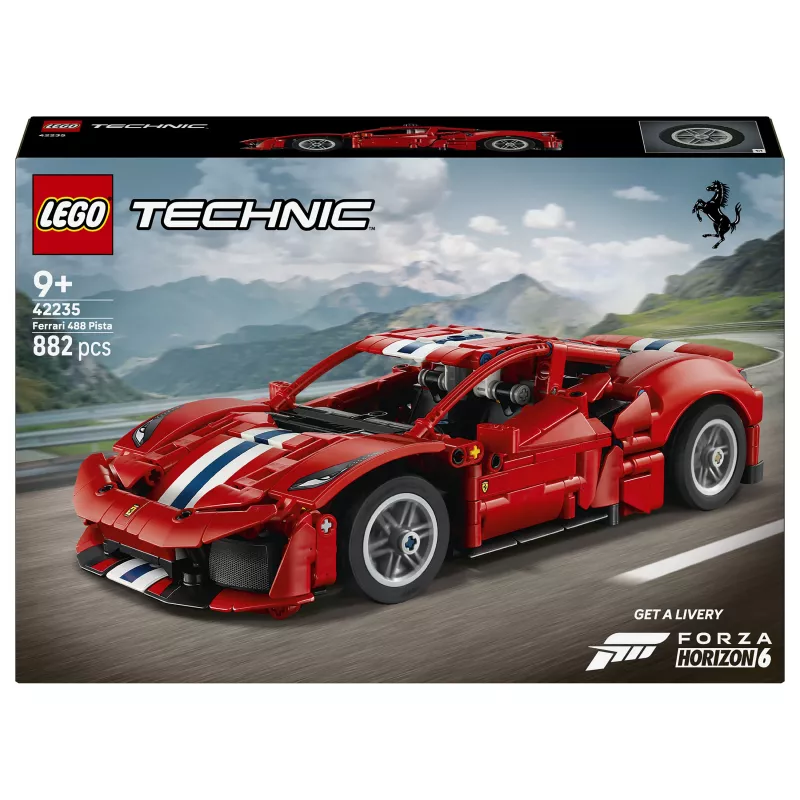 LEGO Technic 42235 Ferrari 488 Pista lenktyninis automobilis, modelio rinkinys