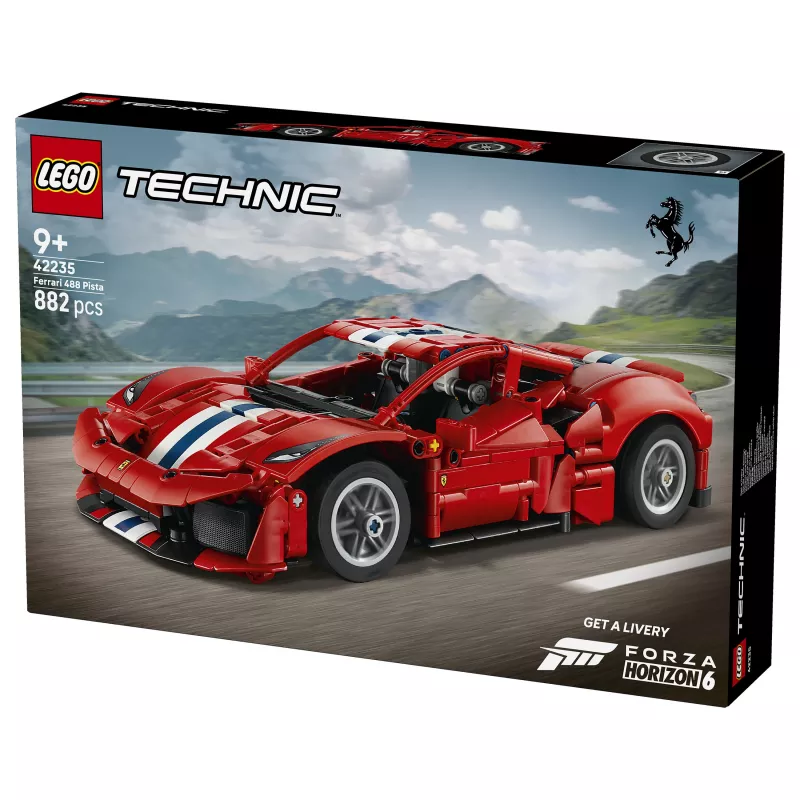 LEGO Technic 42235 Ferrari 488 Pista lenktyninis automobilis, modelio rinkinys