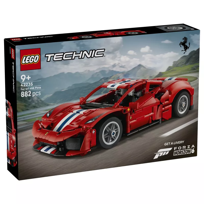 LEGO Technic 42235 Ferrari 488 Pista lenktyninis automobilis, modelio rinkinys