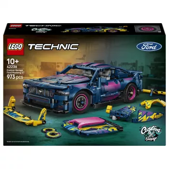 LEGO Technic 42236 Ford Mustang GT Custom Garage Race Car Building Set – 544 detalių, 2 užvedimo varikliai, AR programa, 9+