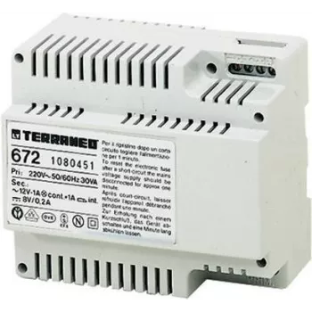 LEGRAND bticino 672 maitinimo šaltinis durų vaizdo sistemoms, 230V AC į 8V DC / 12V AC, 1.2A, DIN bėgiui, baltas