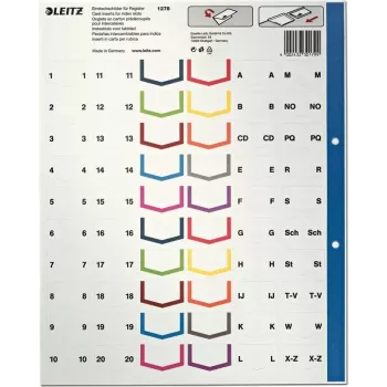 LEITZ A4 itin plataus formato plastikiniai tušti skyrikliai, 20 dalių, universalus perforavimas, permatomai balti 1278-00-00
