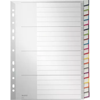 LEITZ A4 itin plataus formato plastikiniai tušti skyrikliai, 20 dalių, universalus perforavimas, permatomai balti 1278-00-00