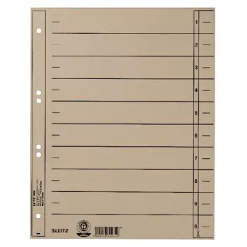 LEITZ A4 itin platūs registro skirtukai, manilos kartonas 230 g/m², pilki dažyti per visą storį, tušti skirtukai, 100 lapų 1658-00-85