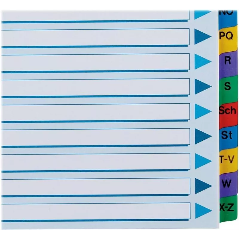 LEITZ A4 Mylar A-Z registro skirtukai, 26 liežuvėliai, įvairiaspalviai, universalus perforavimas, 160 gsm, 1 rinkinys (100167)