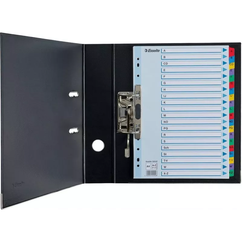 LEITZ A4 Mylar A-Z registro skirtukai, 26 liežuvėliai, įvairiaspalviai, universalus perforavimas, 160 gsm, 1 rinkinys (100167)