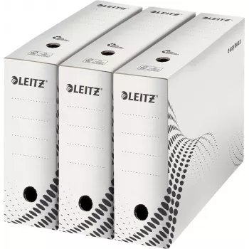 LEITZ easyboxx archyvavimo dėžė balta, 100 mm nugarėlė, 100% perdirbtas gofruotas kartonas, dvigubi uždaromieji atvartai, 25 vnt. pakuotė (6132-00-00)