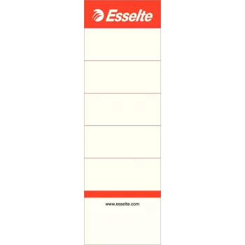 LEITZ Esselte standartinės segtuvų nugarėlių etiketės, 50 x 158 mm, baltos, trumpos, plačios, 75 mm segtuvams su svirtimi, 100 etikečių (810801)