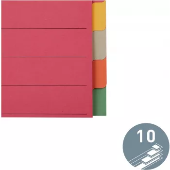 LEITZ itin tvirti kartoniniai registro skirtukai, tušti skirtukai, A4, 10 dalių, įvairiaspalviai, 230 gsm, 5 spalvų dažytas kartonas (4359-00-00)