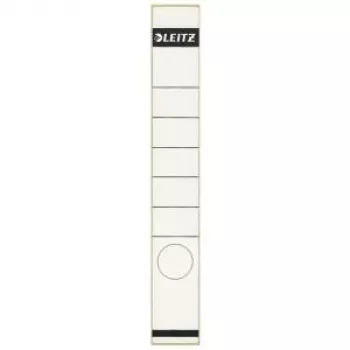 LEITZ nugarėlių etiketės lever arch segtuvams, 39 x 285 mm, ilgos, siauros, baltos, 100 vnt. (1648-00-01)