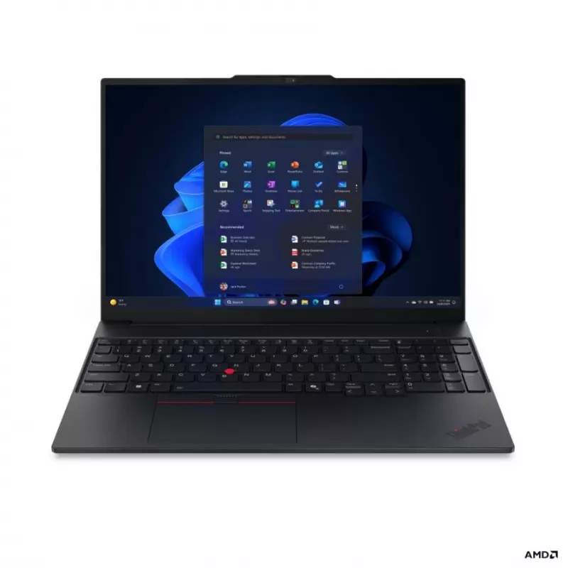 Lenovo ThinkPad E16 G4 AMD 16 colių WUXGA IPS nešiojamasis kompiuteris - AMD Ryzen AI 5 330, 16GB DDR5, 512GB SSD, AMD Radeon 820M, Windows 11 Pro, juodos spalvos, nordiška klaviatūra