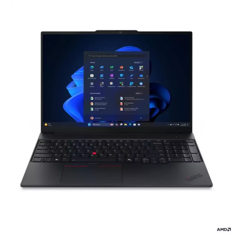 Lenovo ThinkPad E16 G4 AMD 16 colių WUXGA IPS nešiojamas kompiuteris, AMD Ryzen AI 5 330, 16 GB DDR5, 512 GB SSD, AMD Radeon 820M Graphics, Windows 11 Pro, juodos spalvos