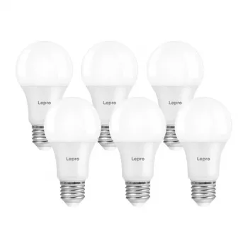 LEPRO 100092-WW-EU-6 A60 E27 7W 800lm 2700K pritemdoma LED lemputė, energijos klasė E, 6 vnt. pakuotė