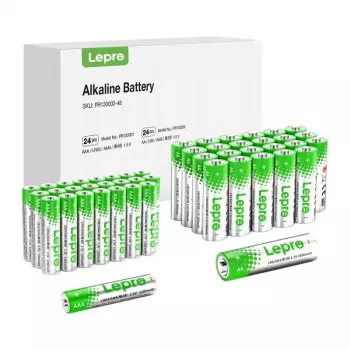 LEPRO 130003-48 AA/AAA šarminės baterijos, 48 vnt. pakuotė (24 AA + 24 AAA), 1,5V, 10 metų galiojimo laikas, be gyvsidabrio
