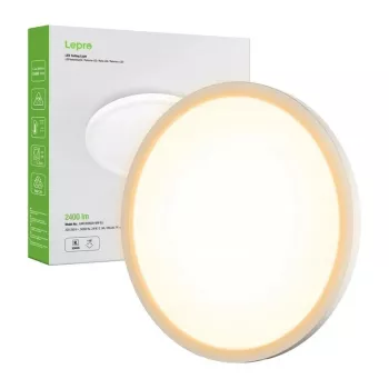 LEPRO 1500039-WW-EU 24W 2400 lm LED lubinis šviestuvas, šiltai balta šviesa, reguliuojamas ryškumas, IP54, apvalus