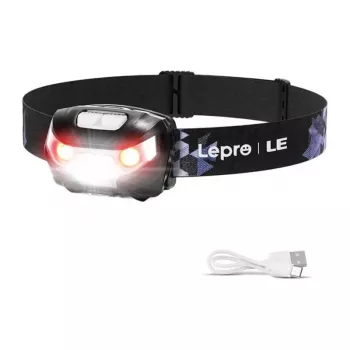 LEPRO 3200008 įkraunamas judesio jutiklio žibintuvėlis, 300 liumenų, IPX4, 6 režimai, juodas