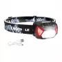 LEPRO 320014 USB įkraunamas LED žibintuvėlis su CREE XPE prožektoriumi, COB šviesos skleidėju, raudona šviesa, IPX4 atsparus vandeniui, 300 liumenų, 1200mAh baterija, reguliuojama elastinė juosta - juoda