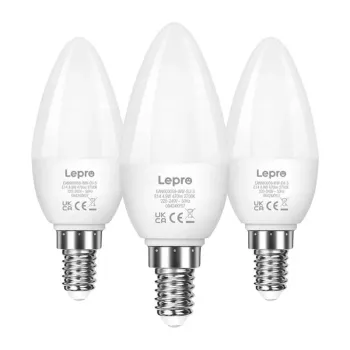LEPRO 600059-WW-EU-3 LED lemputė E14 C37 4,2W (40W atitikmuo) 470lm 2700K šilta balta 250° šviesos sklaidos kampas, 3 vnt. pakuotė
