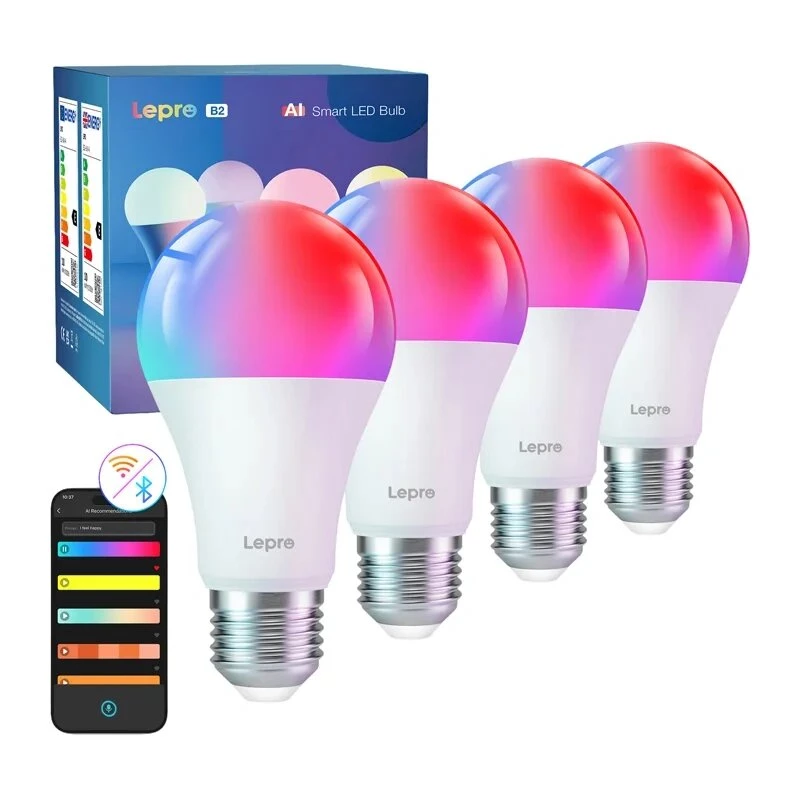 LEPRO B2 E27 Wi-Fi LED lemputė Smart RGB+CCT 9W (60W atitikmuo) 806lm reguliuojama balta 2700K-6500K