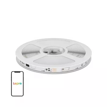 Lepro S1 5m Wi-Fi Bluetooth RGBIC LED juosta – 150 šviesos diodų, 16 mln. spalvų, valdymas programėle ir balsu