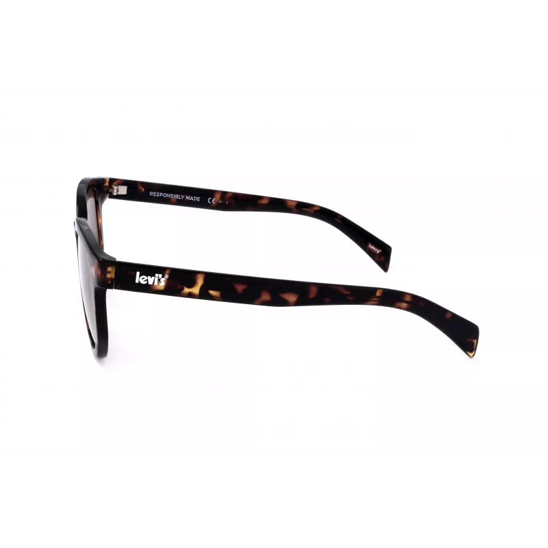 LEVI'S LV-1022-S-086 Unisex stačiakampiai akiniai nuo saulės – Havana rėmelis, rudi lęšiai, 51 mm