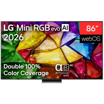 LG 86MRGB87B3B 86 inch 4K UHD Smart TV su Mini LED (Mini RGB) technologija, webOS 23, α7 AI Processor 4K Gen6, juoda