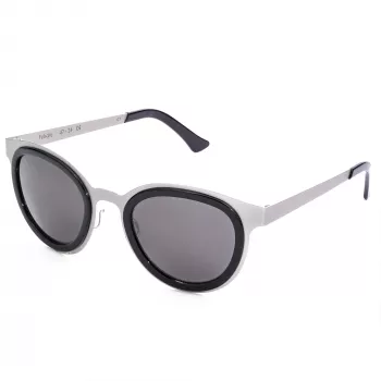 LGR FELI-SILVER01 Unisex Sunglasses - Silver Acetate Frame, Grey Polycarbonate Lenses, UV400 Protection, 47/24/145 mm