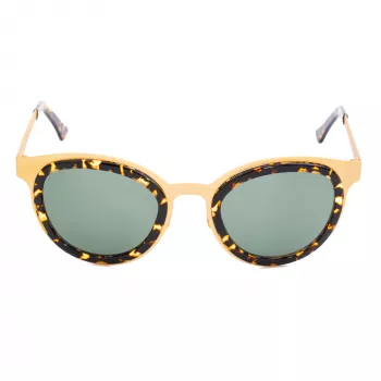 LGR Women's Feli Gold 09 Akiniai - Rankomis Poliruotas Acetato Rėmelis, Žali CR-39 Lęšiai, UV400 Apsauga