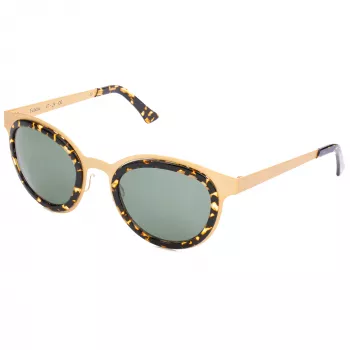 LGR Women's Feli Gold 09 Akiniai - Rankomis Poliruotas Acetato Rėmelis, Žali CR-39 Lęšiai, UV400 Apsauga