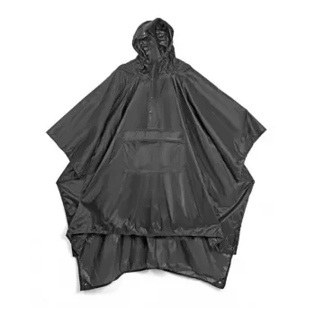 Lifeventure Travel Rain Poncho – vandeniui atspari ripstop nailono pelerina, juoda, vieno dydžio