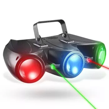 LIGHT4ME AIRSHIP 3 2-in-1 daugiafunkcis šviesos efektų įrenginys (derby, stroboskopas, lazeris, UV, DMX, IR nuotolinis valdymas)
