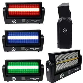 Light4Me Aurora Strobe Head judanti LED stroboskopo galva 144x3W balta 6500K DMX