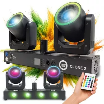 LIGHT4ME CLONE 2 3-in-1 daugiaefektis apšvietimo įrenginys – derbis, stroboskopas, lazeris su DMX ir IR nuotolinio valdymo pultu