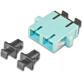 Lightwin LKUP DSC-DSC MM OM3 Duplex SC šviesolaidinis jungiklis, keraminė įvorė, metalinis korpusas, aqua, skydinis montavimas