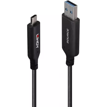 LINDY 10m USB 3.2 Gen 1 Type A to C Fibre Optic Hybrid Cable - Black