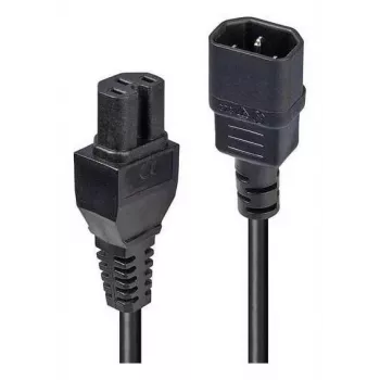 LINDY 1m C14–C15 karštojo režimo maitinimo laidas, IEC C14 kištukas – C15 lizdas, H05VV-F, 10 A, 250 V, juodas