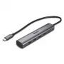 Lindy 4 prievadų USB 3.2 Gen 2 Type C šakotuvas, skirtas prijungti keturis USB Type C įrenginius per kompiuterio USB Type-C prievadą (43384)