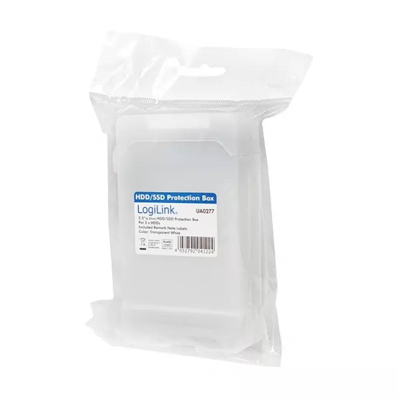 LogiLink 2.5 inch HDD apsauginė dėžutė 2 HDD/SSD, balta