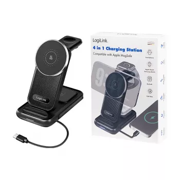 Logilink 4-in-1 belaidžio įkrovimo stotelė, 15W Qi įkrovimo stotis (PA0292)