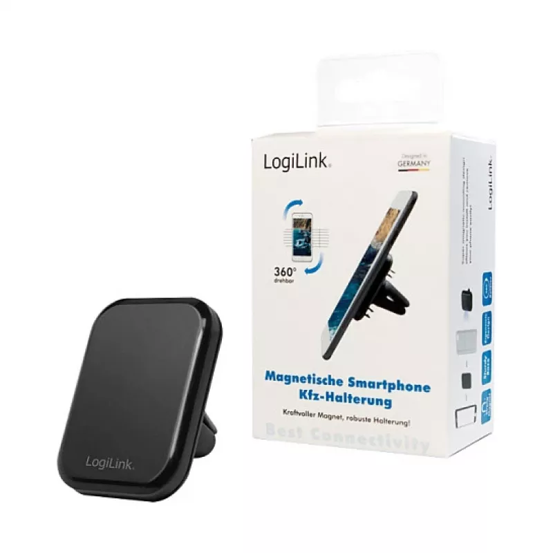 LogiLink AA0114 Magnetinis laikiklis telefonui ant ventiliacijos grotelių, 360° sukimas, universalus, juodas