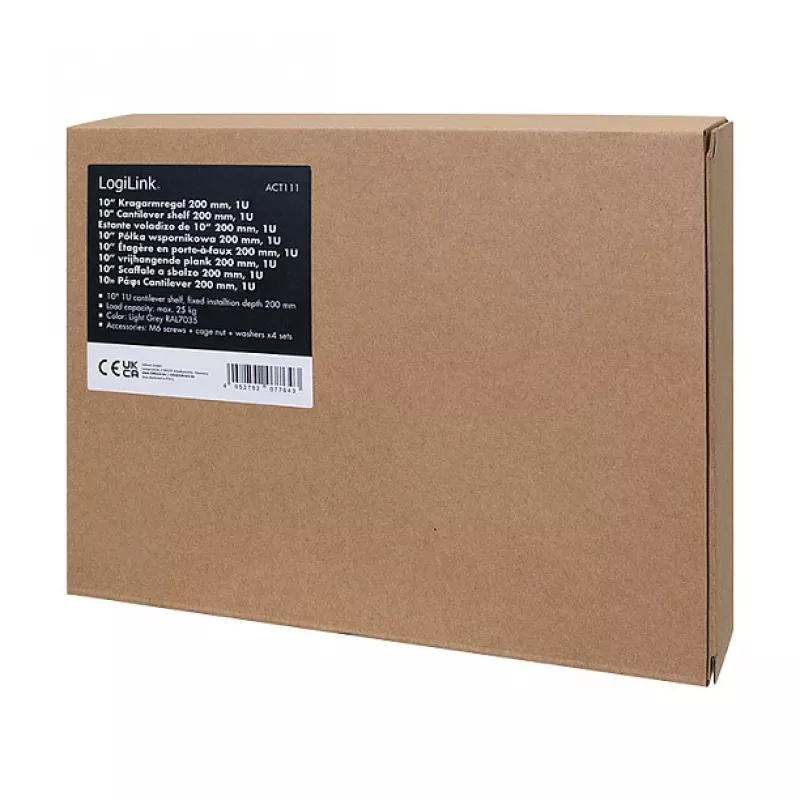 Logilink ACT111 Konsolinė lentyna 200 mm 1U pilka | Kur.lt