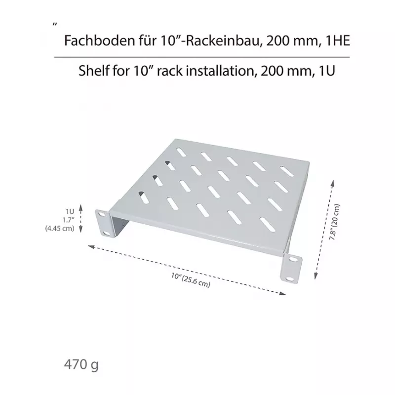 Logilink ACT111 Konsolinė lentyna 200 mm 1U pilka | Kur.lt