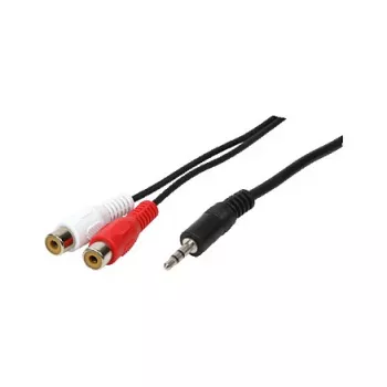 LogiLink garso adapterio laidas, 3,5 mm 3 kontaktų kištukas į 2x RCA lizdą, juodas, 0,2 m