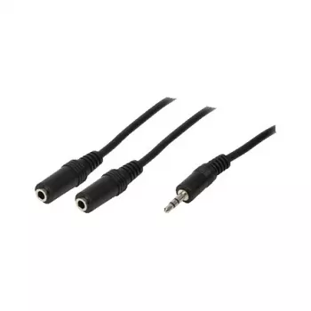 LogiLink garso skirstytuvas, 3,5 mm stereo kištukas į 2x 3,5 mm stereo lizdus, juodos spalvos, 0,2 m