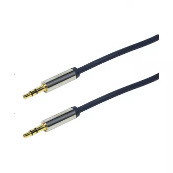 LogiLink CA10030 Premium 3.5mm TRS Male to Male garso laidas, metalinės jungtys, mėlynas, 0,3 m
