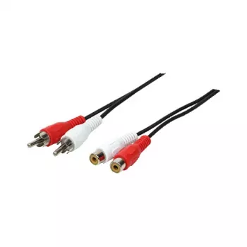 LogiLink CA1037 garso prailginimo kabelis, 2x RCA kištukas į 2x RCA lizdą, 5 m, juodas