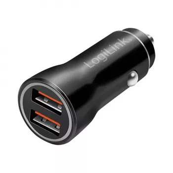 LogiLink PA0285 2 prievadų USB automobilinis įkroviklis 10,5 W, su LED apšvietimu, juodas