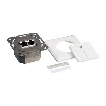 Logilink Cat.6 sieninis lizdas 2xRJ45 STP, horizontalus, signalinė balta