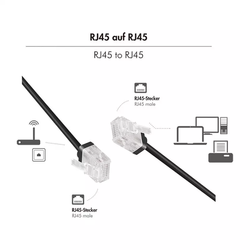LogiLink Cat.6A U/UTP Slim High-Flex Patch Cable, 0.5 m, juoda
