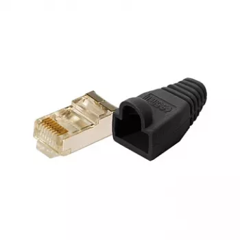 LogiLink Cat5e RJ45 modulinis kištukas, ekranuotas (8P8C), juodas – pakuotė po 100 vnt.